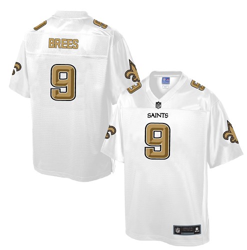 Men's Game Drew Brees Nike Jersey White - #9 Pro Line Fashion NFL New Orleans Saints